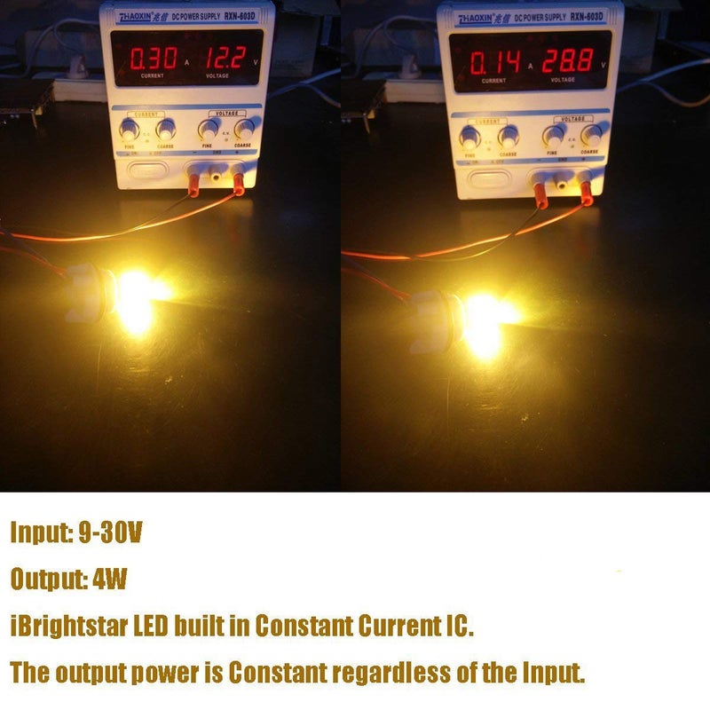 iBrightstar 9-30V Super Bright Low Power 7507 PY21W BAU15S 2641A LED Bulbs with Projector Replacement for Turn Signal Lights, Amber Yellow - Image 3